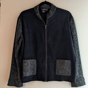 Carole Little /Sport    Black Two Tone Sweater Jacket  XL